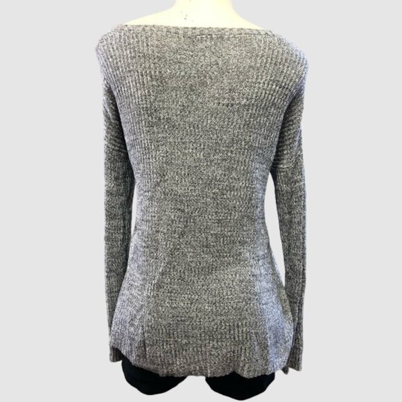 𝅺Dynamite Heathered Grey Loose Crocheted Knit Sweater - Picture 2 of 10